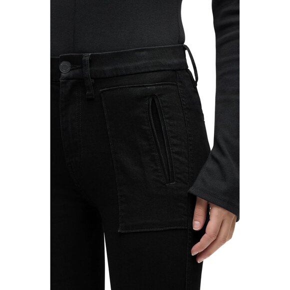 Women's Bootcut Jean High Rise Stretch Denim Flared Slim Fit Black 28 - Picture 5 of 11